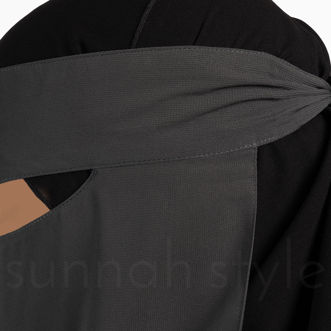 Sunnah Style One Layer Widows Peak Niqab Dark Grey